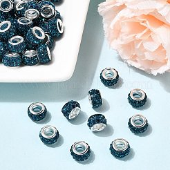 Polymer Clay Rhinestone European Large Hole Beads with Silver Color Plated Brass Cores&nbsp;FPDL-R002-04