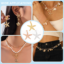 30Pcs 3 Colors Starfish/Sea Stars Brass Pendants&nbsp;KK-PH0013-85