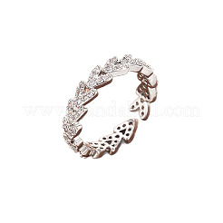 Brass Micro Pave Clear Cubic Zirconia Cuff Open Rings for Women&nbsp;WG065A2-02