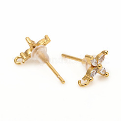 Brass Stud Earring Findings&nbsp;X-ZIRC-L096-14G
