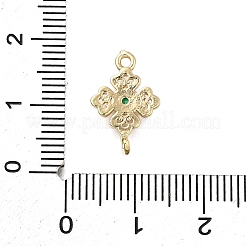 Brass Green Cubic Zirconia Clover Connector Charms&nbsp;KK-Q048-12G