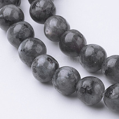 Natural Black Larvikite Bead Strands&nbsp;G-G735-57-6mm