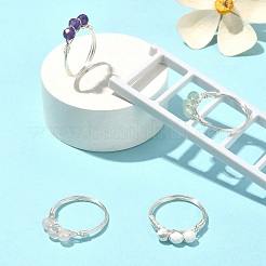 Natural Mixed Gemstone Bead Finger Ring&nbsp;RJEW-JR00585