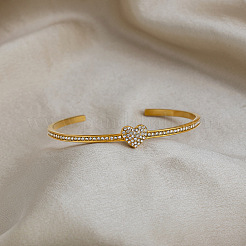 Stainless Steel & Rhinestone Cuff Bangles for Women&nbsp;YZ6088