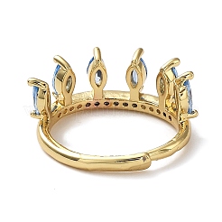 Cubic Zirconia Crown Adjustable Rings&nbsp;RJEW-Q777-10G-01