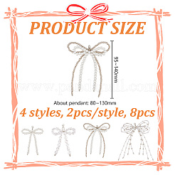 8Pcs 4 Styles Bowknot Glass Pearl & Plastic Shoes Charms&nbsp;HJEW-GO00089