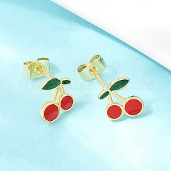 Brass Enamel Stud Earrings&nbsp;EJEW-B154-06G-01