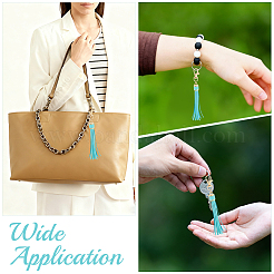 10Pcs Imitation Leather with Light Gold Alloy Clasps Tassel Big Pendants Decorations&nbsp;AJEW-CL0003-14D