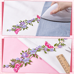 4Pcs Polyester Rayon Flower Embroider Thread Iron on/Sew On Patches&nbsp;PATC-HY0001-88B