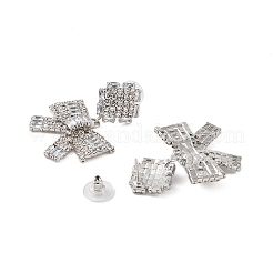 Brass Micro Pave Cubic Zirconia Stud Earrings&nbsp;EJEW-B046-17P