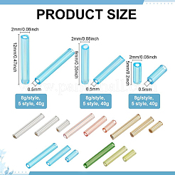 120G 15 Styles Glass Bugle Beads&nbsp;SEED-PH0002-60A
