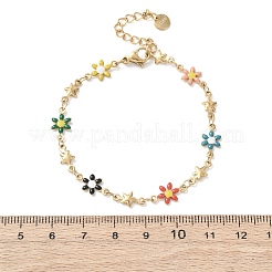 Flower & Star 304 Stainless Steel Link Bracelets for Women&nbsp;BJEW-F524-06B-G
