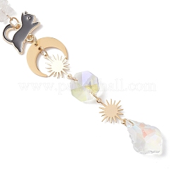 Leaf Glass & Natural Quartz Crystal Chips Beads Hanging Suncatchers&nbsp;HJEW-JM04607