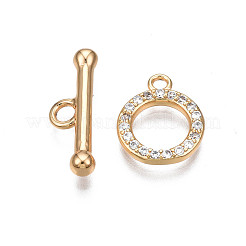 Brass Micro Pave Clear Cubic Zirconia Toggle Clasps&nbsp;KK-Q278-014-NF