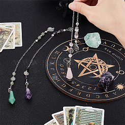 3Pcs 3 Styles Bullet Natural Amethyst & Green Aventurine & Rose Quartz Dowsing Pendulums&nbsp;PALLOY-GO00041