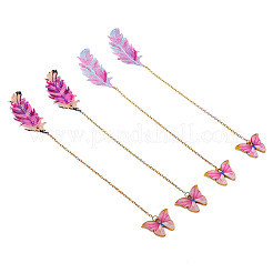 4Pcs 2 Styles Stainless Steel & Alloy Bookmarks&nbsp;AJEW-TAC00111