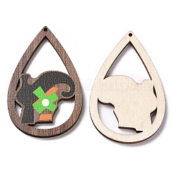Autumn Theme Single Face Printed Aspen Wood Big Pendants&nbsp;WOOD-G015-04E