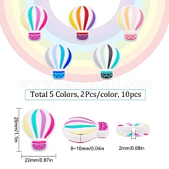 10Pcs 5 Colors Food Grade Eco-Friendly Silicone Focal Beads&nbsp;SIL-SC0001-07