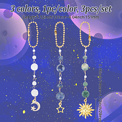 Alloy Sun Moon Star & Natural Gemstone Pendant Decorations&nbsp;HJEW-DR00025