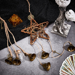 2Pcs 2 Styles Rattan & Iron Witch Bells Wind Chimes Door Hanging Pendant Decoration&nbsp;WICR-CN0001-01