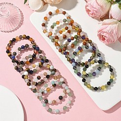 12Pcs 12 Styles Constellation Mixed Gemstone Round Beaded Stretch Bracelet Sets&nbsp;BJEW-JB10910
