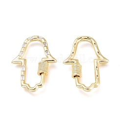 Brass Micro Pave Cubic Zirconia Screw Carabiner Lock Charms&nbsp;KK-M206-09G-01