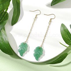 Glass Leaf & 304 Stainless Steel Dangle Earrings for Women&nbsp;EJEW-JE06232