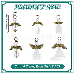 48Pcs 6 Styles Acrylic & Alloy Pendants&nbsp;PALLOY-PH01800-02