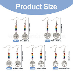10 Pairs 5 Style Alloy Tree of Life Dangle Earrings&nbsp;EJEW-TA0001-31