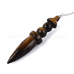 Natural Tiger Eye Dowsing Pendulum Pointed Pendants&nbsp;AJEW-N006-01B