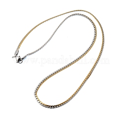 3MM Two Tone Unisex 304 Stainless Steel Panzer Chain Necklaces&nbsp;NJEW-A067-03GP