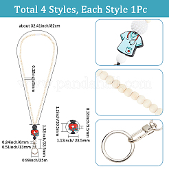 4Pcs Wood & Silicone Retractable Badge Reel with Chains&nbsp;HJEW-SC00159