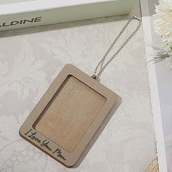 Rectangle with Word I Love You Mom Wood Hanging Photo Frame&nbsp;HJEW-SP0001-19B