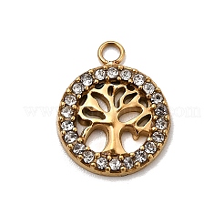 304 Stainless Steel Micro Pave Rhinestone Pendants&nbsp;STAS-G369-11G