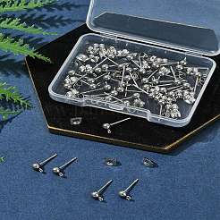 40Pcs 304 Stainless Steel Ball Post Stud Earring Findings&nbsp;STAS-FS0001-76P
