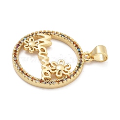 Mother's Day Brass Micro Pave Cubic Zirconia Pendants&nbsp;KK-Q055-02A-G