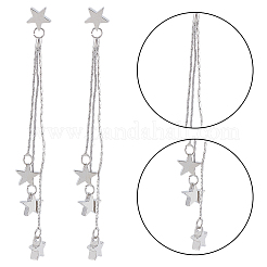 2 Pairs 2 Colors Alloy Star Tassel Dangle Stud Earrings for Women&nbsp;EJEW-AN0001-57
