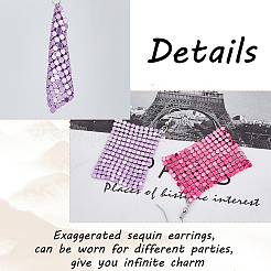 7 Pairs 7 Colors Aluminum Mesh Sequin Rhombus Dangle Earrings for Women&nbsp;EJEW-AN0001-71