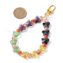 Butterfly & Round Glass Beads Strap Pendant Decoration&nbsp;HJEW-JM02030