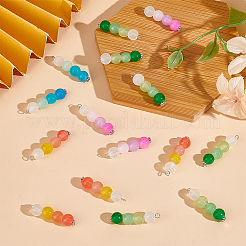 64Pcs 4 Colors Baking Paint Imitation Jade Glass Connector Charms&nbsp;PALLOY-GO00033
