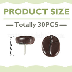 30Pcs Coffee Bean Shape Opaque Resin with Iron Drawing Pins&nbsp;AJEW-TADJ00003
