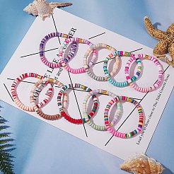 20Pcs 20 Colors Handmade Polymer Clay Heishi Surfer Stretch Bracelets Set with Synthetic Hematite&nbsp;BJEW-SW00044