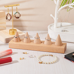 5-Slot Wood Finger Ring Display Stands&nbsp;RDIS-WH0011-08