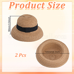 Straw & Polyester Hat for Dolls&nbsp;DOLL-WH0001-17B