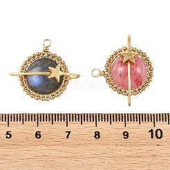 4Pcs 4 Styles Natural Labradorite & Yellow Hematoid Quartz & Amethyst & Dyed Green Jade Copper Wire Wrapped Pendants&nbsp;PALLOY-TA00426
