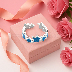 4Pcs 2 Colors Adjustable Brass Enamel Star Cuff Rings for Women&nbsp;RJEW-HY0001-08