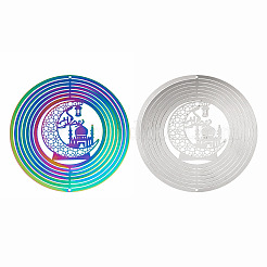 2Pcs 2 Colors Ramadan & Eid Mubarak Theme 201 Stainless Steel Connector Charms/Links&nbsp;STAS-TA0005-68