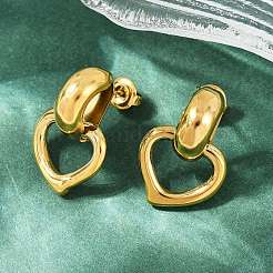 304 Stainless Steel Heart Dangle Stud Earrings&nbsp;EJEW-K268-29G