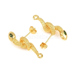 Brass Micro Pave Cubic Zirconia Stud Earring Findings&nbsp;KK-K340-42G