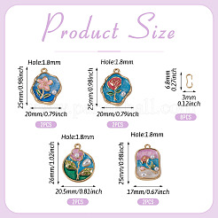 8Pcs Alloy Enamel and ABS Imitation Pearl Pendants&nbsp;ENAM-TA0004-20